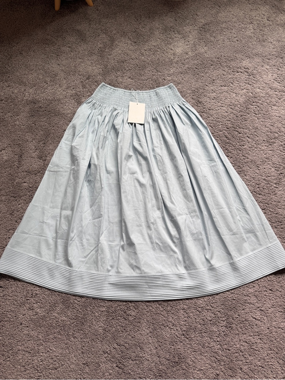 COS Light Blue Smocked A-line Midi Skirt